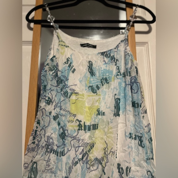 Y2K Tank Top Size Small, Made in Italy Top With Beaded Straps, Y2K top - Picture 4 of 12